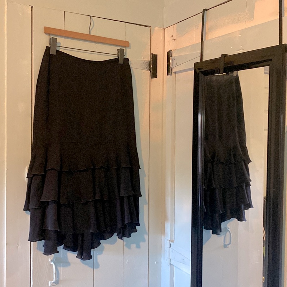 Designer ESCADA Chiffon Midi Ruffles Skirt